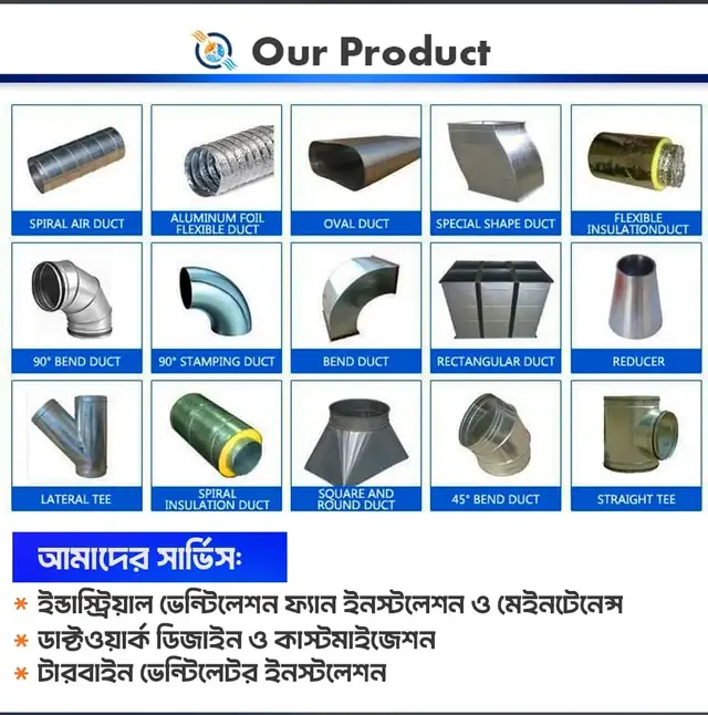 F-Noor-এর ইন্ডাস্ট্রিয়াল ডাক্ট পণ্যের তালিকা